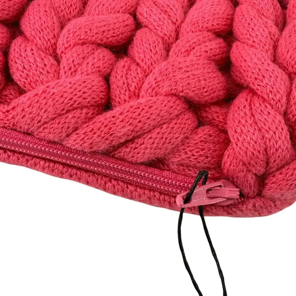 Pottery Barn Dorm Set of 2 Pink 16x16 Textured Braided Knit Pillow Shams